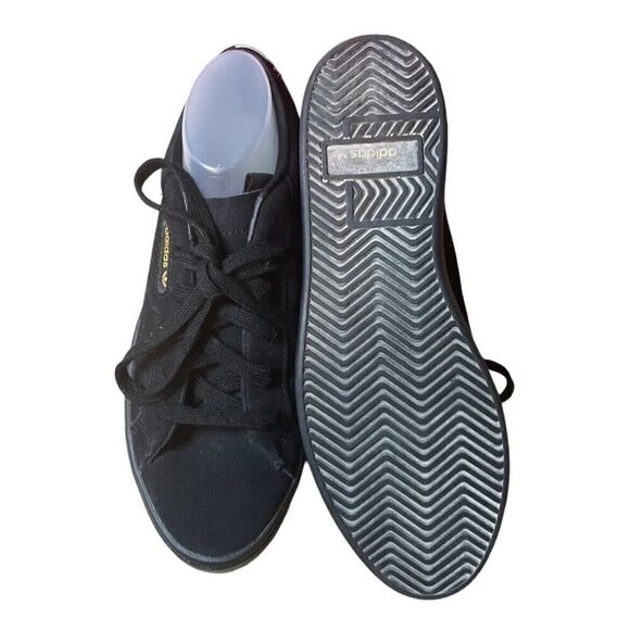 Adidas Sleek Triple Black Sneakers Leopard Accent Womens Comfort US 6.5 - Picture 5 of 12